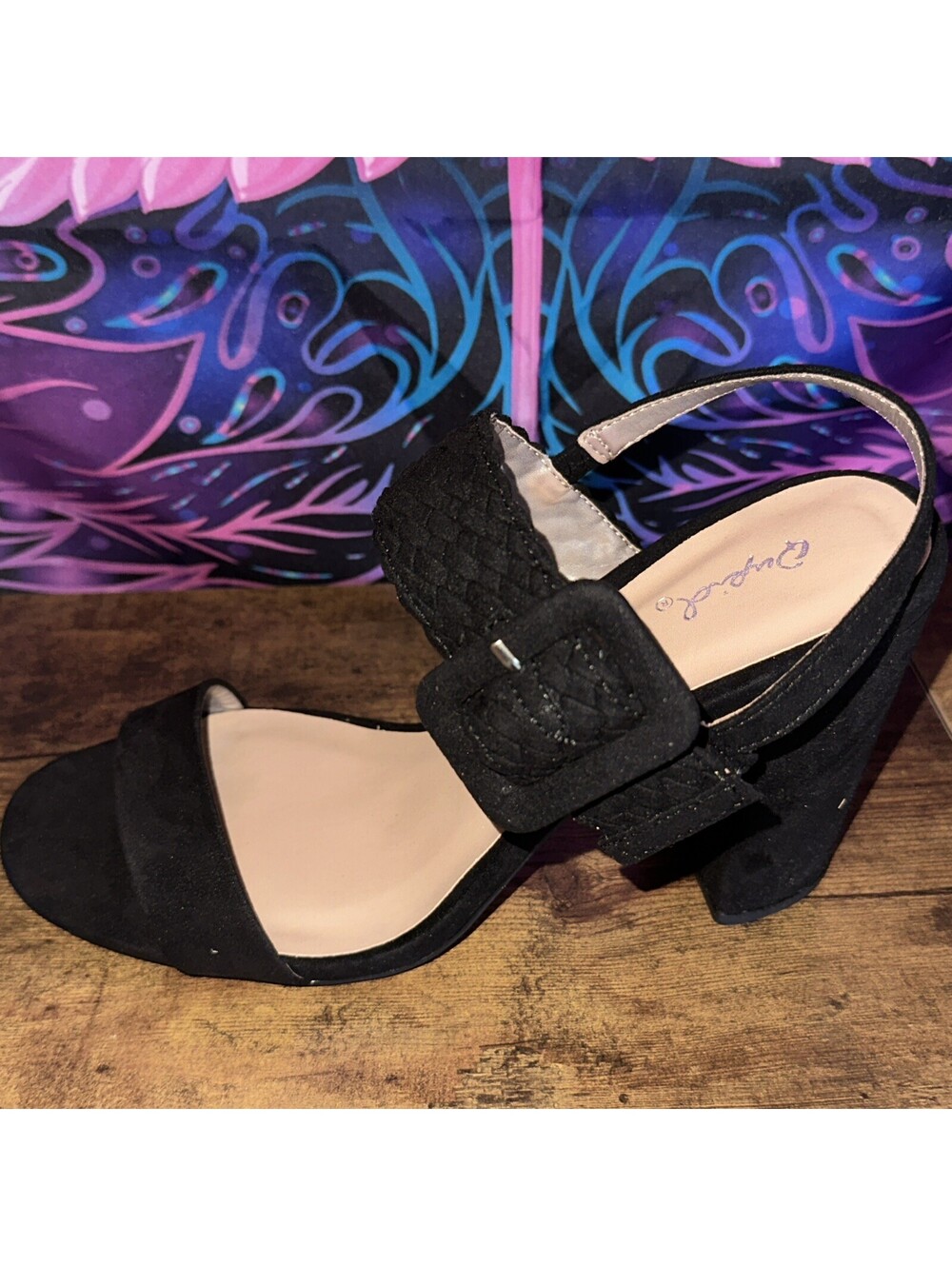 TORRID Platform 2.5" Block Heel, Black, Open Toe Size 9WW - Excellent Condition